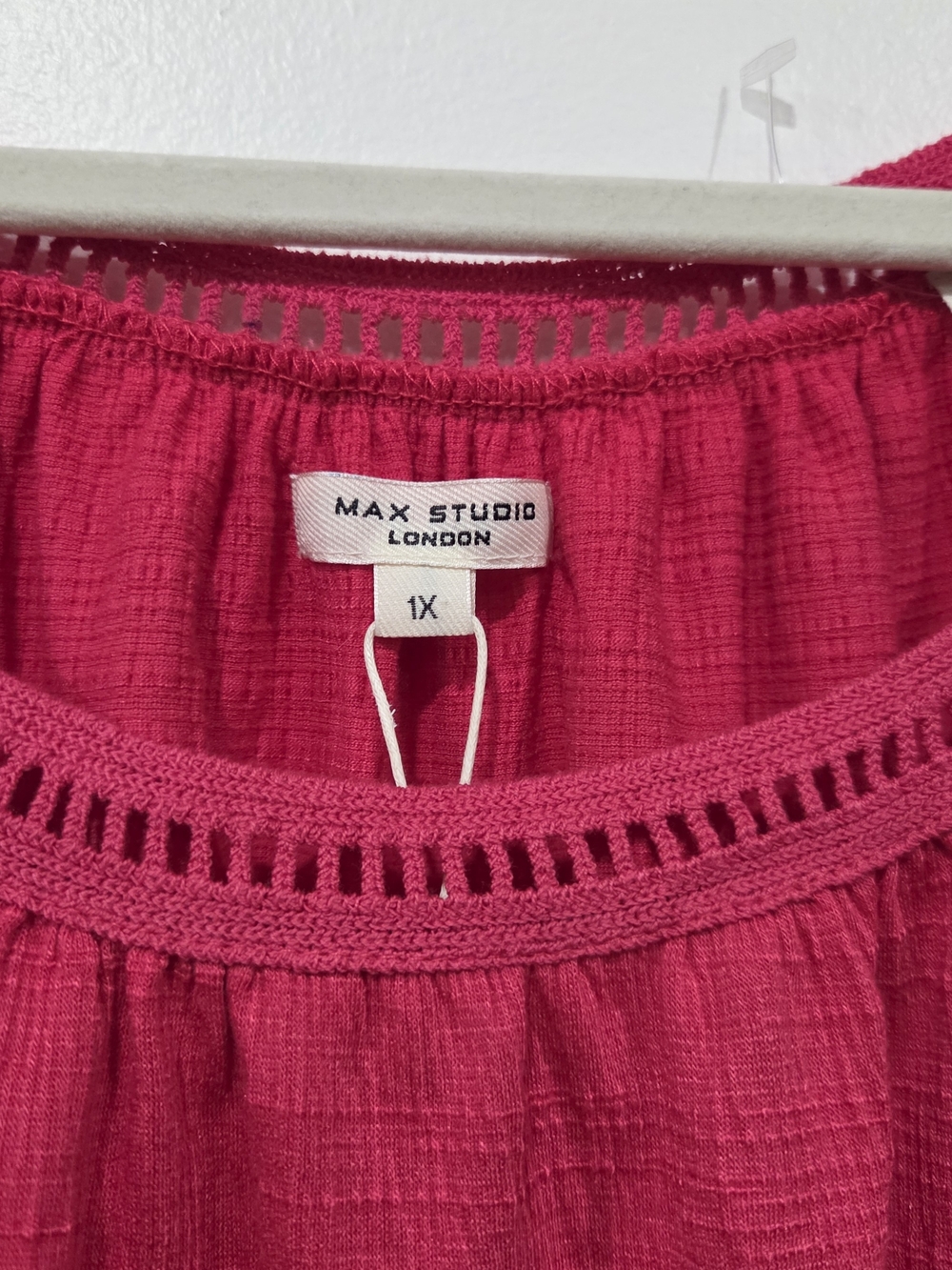 Max Studio Raspberry Scoop Neck Ruffle Sleeve Blouse - Picture 3 of 3